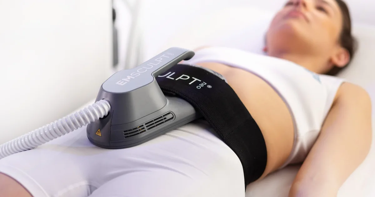 Postpartum mom considering EMSCULPT NEO core sculpting at iCRYO Grosse Pointe