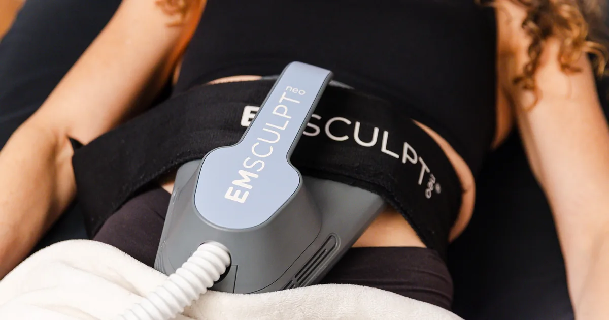 EMSCULPT NEO session in progress at iCRYO Grosse Pointe, Michigan
